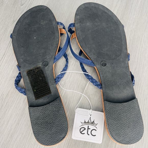 NWT ETC Navy Blue Strap Flip Flop Sandals Size 11 - Picture 5 of 5